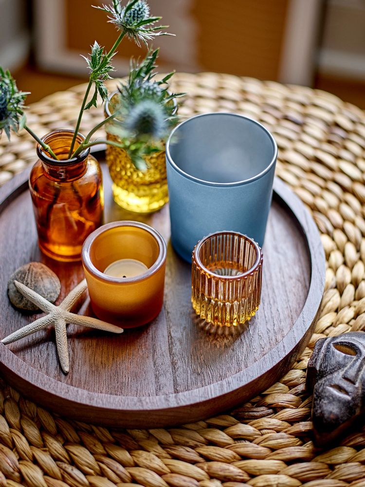 Bougeoirs et photophores  - Sanga Plateau avec photophore, Marron, Verre Set of 6 - BLOOMINGVILLE MULTIBRAND HOUSE