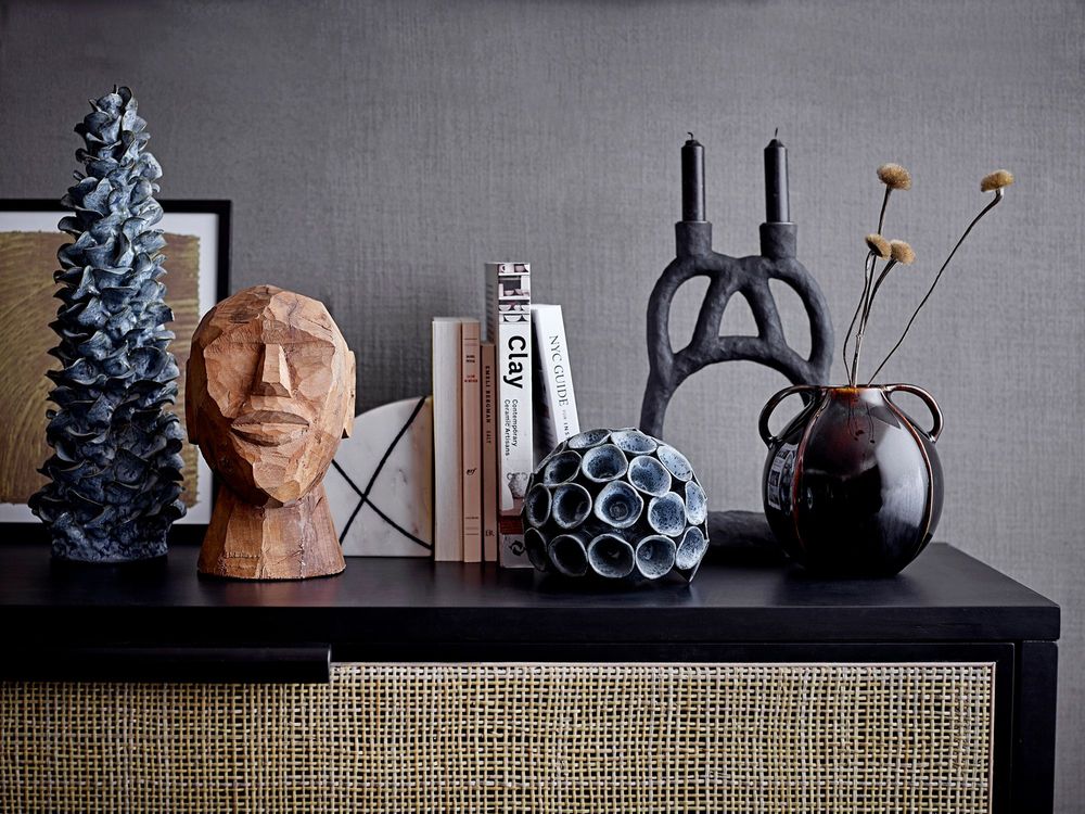 Candlesticks and candle holders - Ramina Candle Holder, Black, Polyresin - BLOOMINGVILLE MULTIBRAND HOUSE