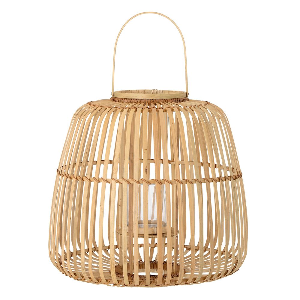 Outdoor table lamps - Lalla Lantern w/Glass, Nature, Bamboo - BLOOMINGVILLE MULTIBRAND HOUSE