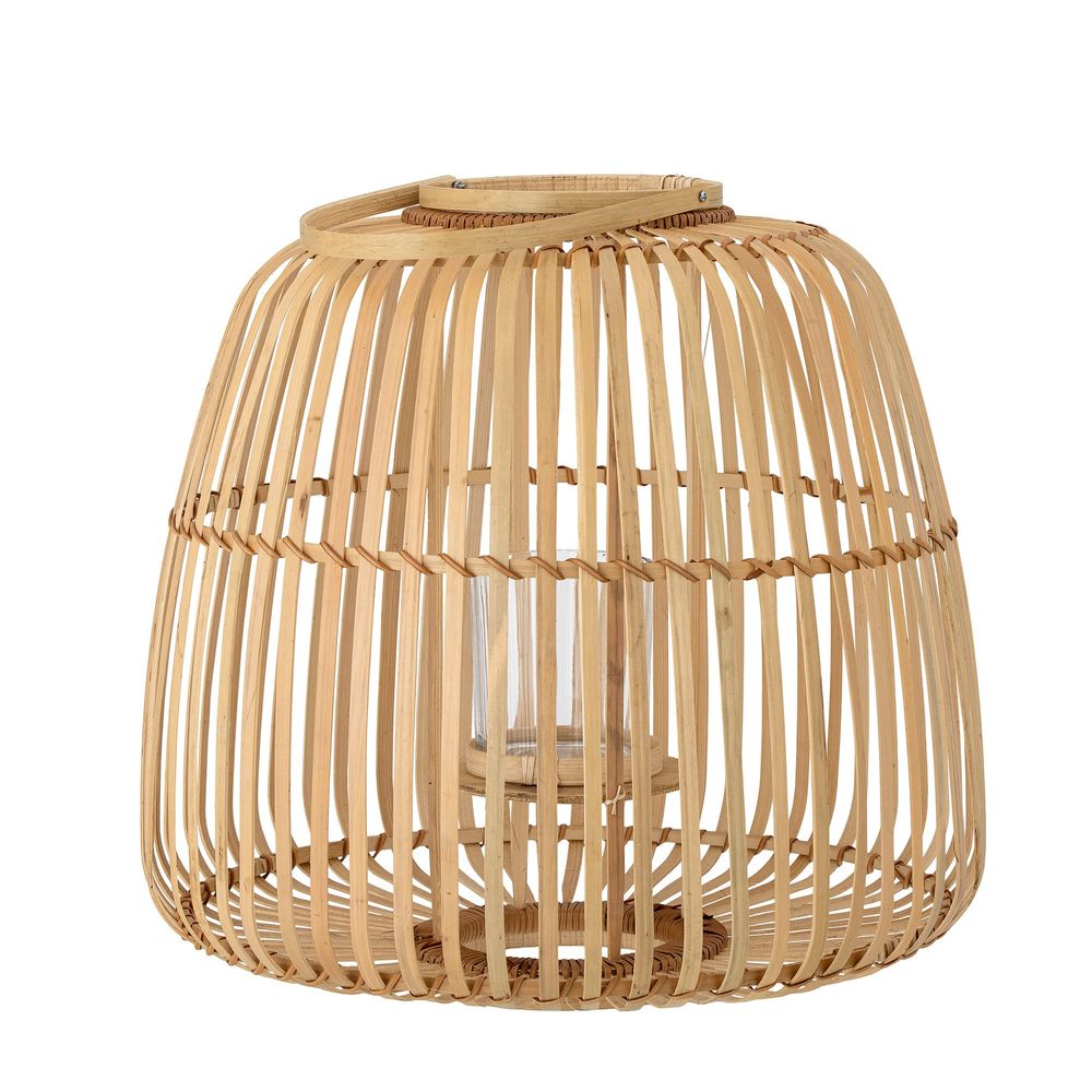 Outdoor table lamps - Lalla Lantern w/Glass, Nature, Bamboo - BLOOMINGVILLE MULTIBRAND HOUSE