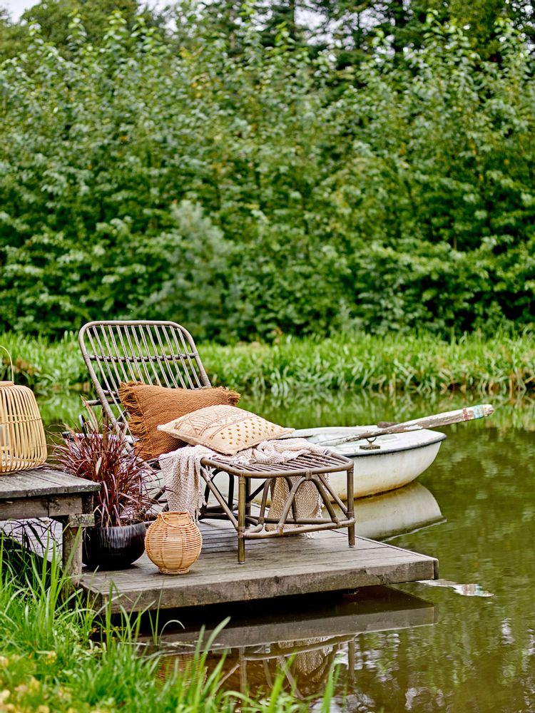 Outdoor table lamps - Lalla Lantern w/Glass, Nature, Bamboo - BLOOMINGVILLE MULTIBRAND HOUSE