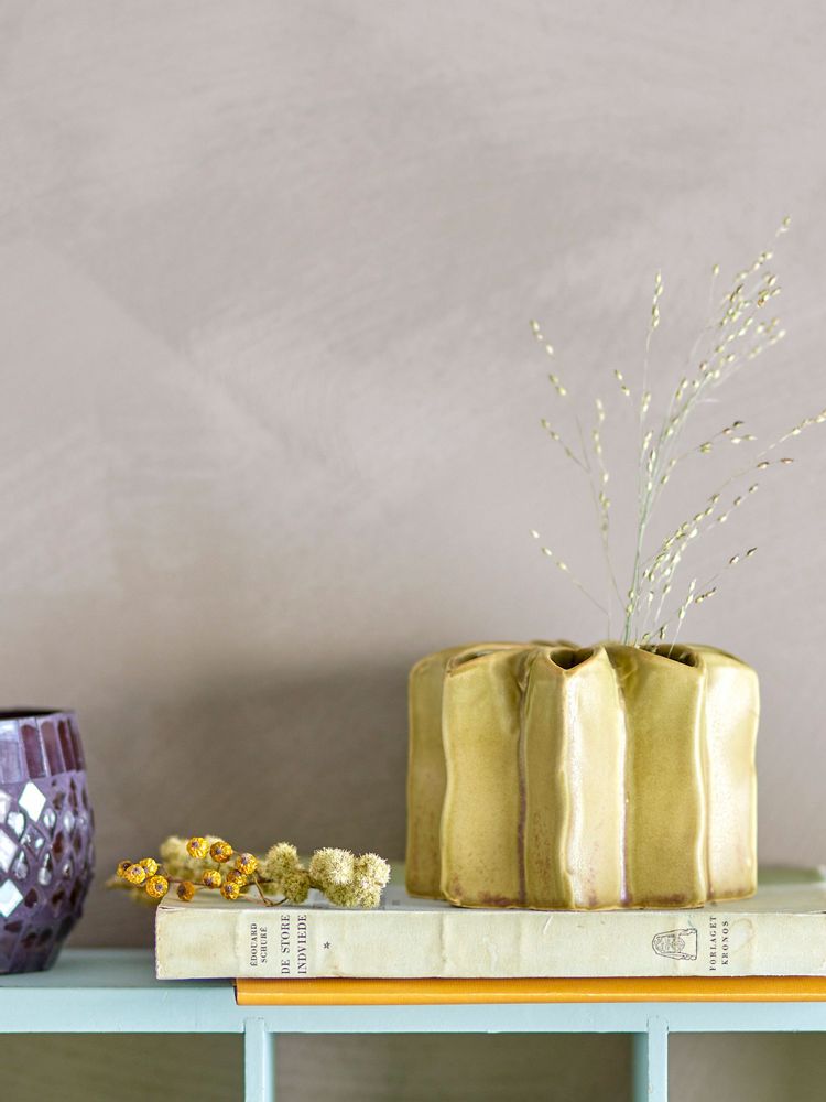 Vases - Aleena Vase, Yellow, Stoneware - CREATIVE COLLECTION