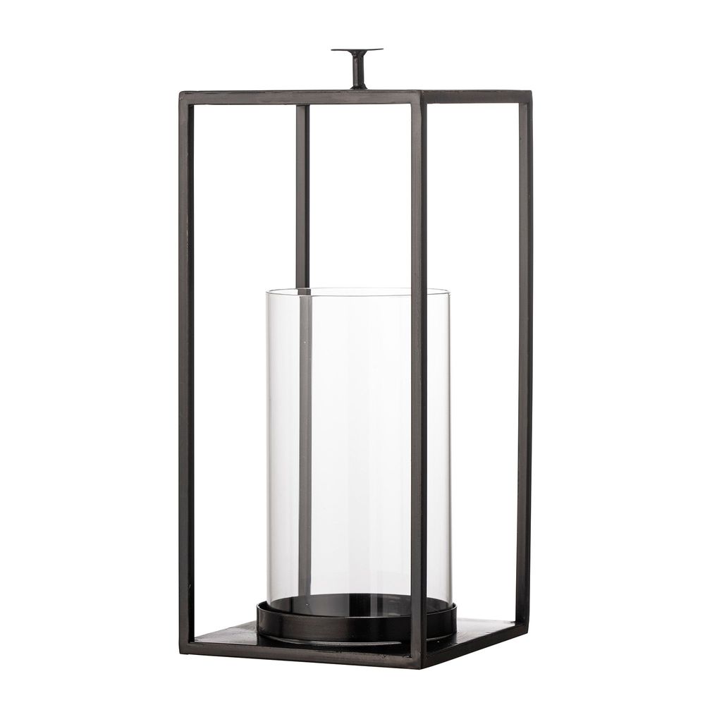 Lampes de table extérieures - Udoon Lanterne avec verre, Noir, Métal - BLOOMINGVILLE