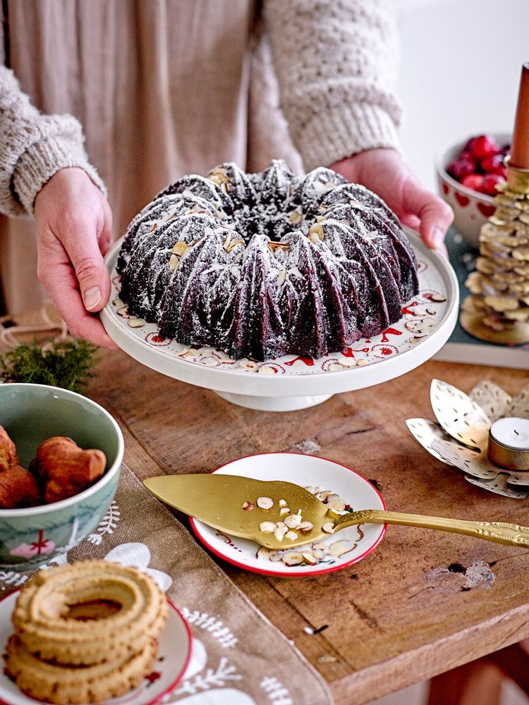 Plateaux - Jolly Plateau à gâteau, Rouge, Grès - BLOOMINGVILLE MULTIBRAND HOUSE