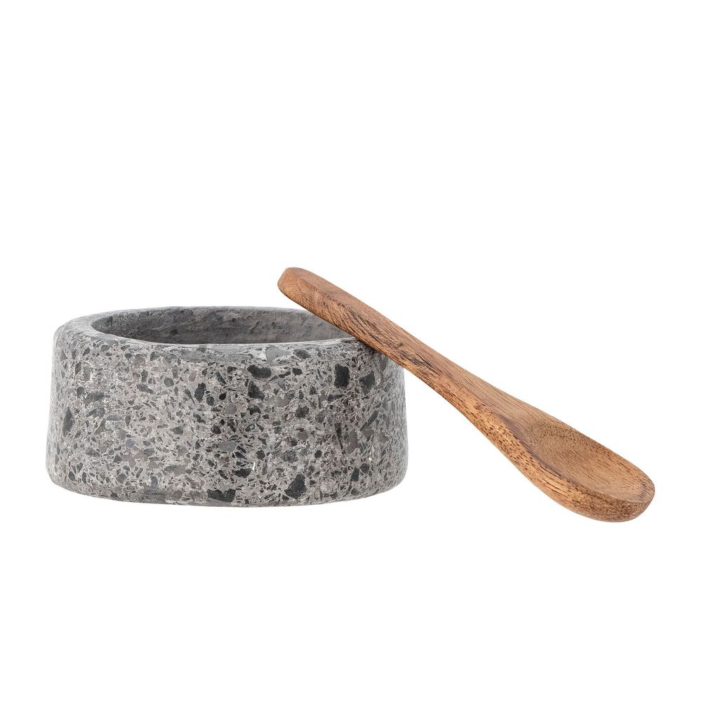 Couverts & ustensiles de cuisine - Ghizelle Pot à sel avec cuillère, Gris, Pierre - CREATIVE COLLECTION