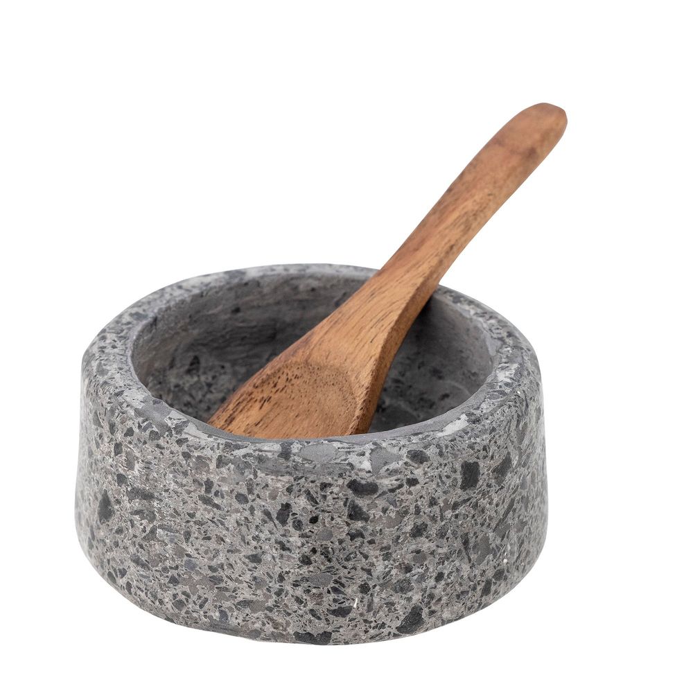 Couverts & ustensiles de cuisine - Ghizelle Pot à sel avec cuillère, Gris, Pierre - CREATIVE COLLECTION