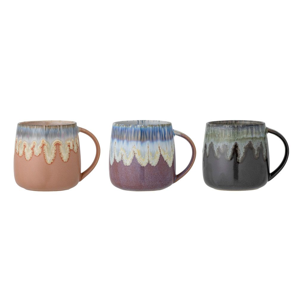 Tasses et mugs - Cloe Mug, Blue, Grès Set of 3 - CREATIVE COLLECTION