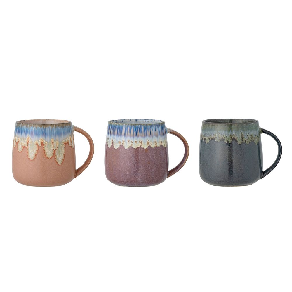 Tasses et mugs - Cloe Mug, Blue, Grès Set of 3 - CREATIVE COLLECTION