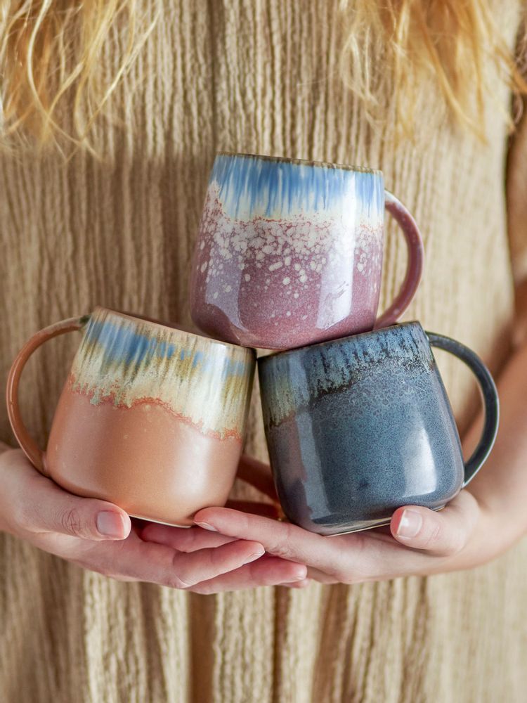 Tasses et mugs - Cloe Mug, Blue, Grès Set of 3 - CREATIVE COLLECTION