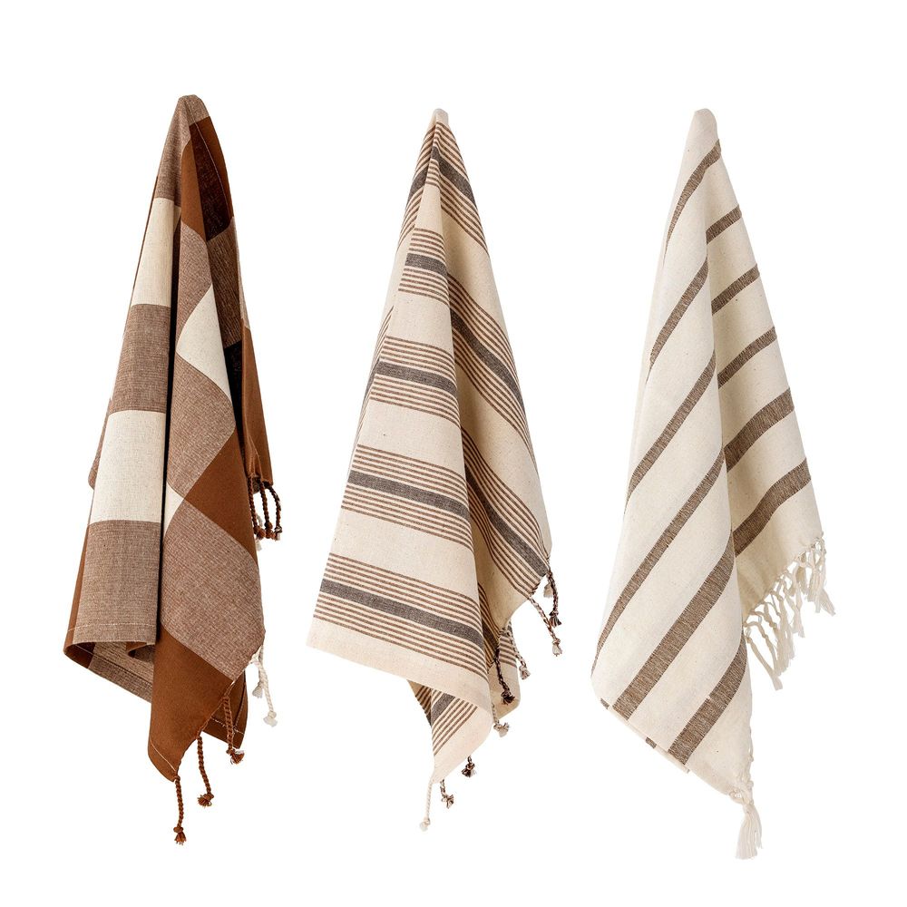 Brosserie - Papaya Serviette de cuisine, Marron, Coton Set of 3 - CREATIVE COLLECTION