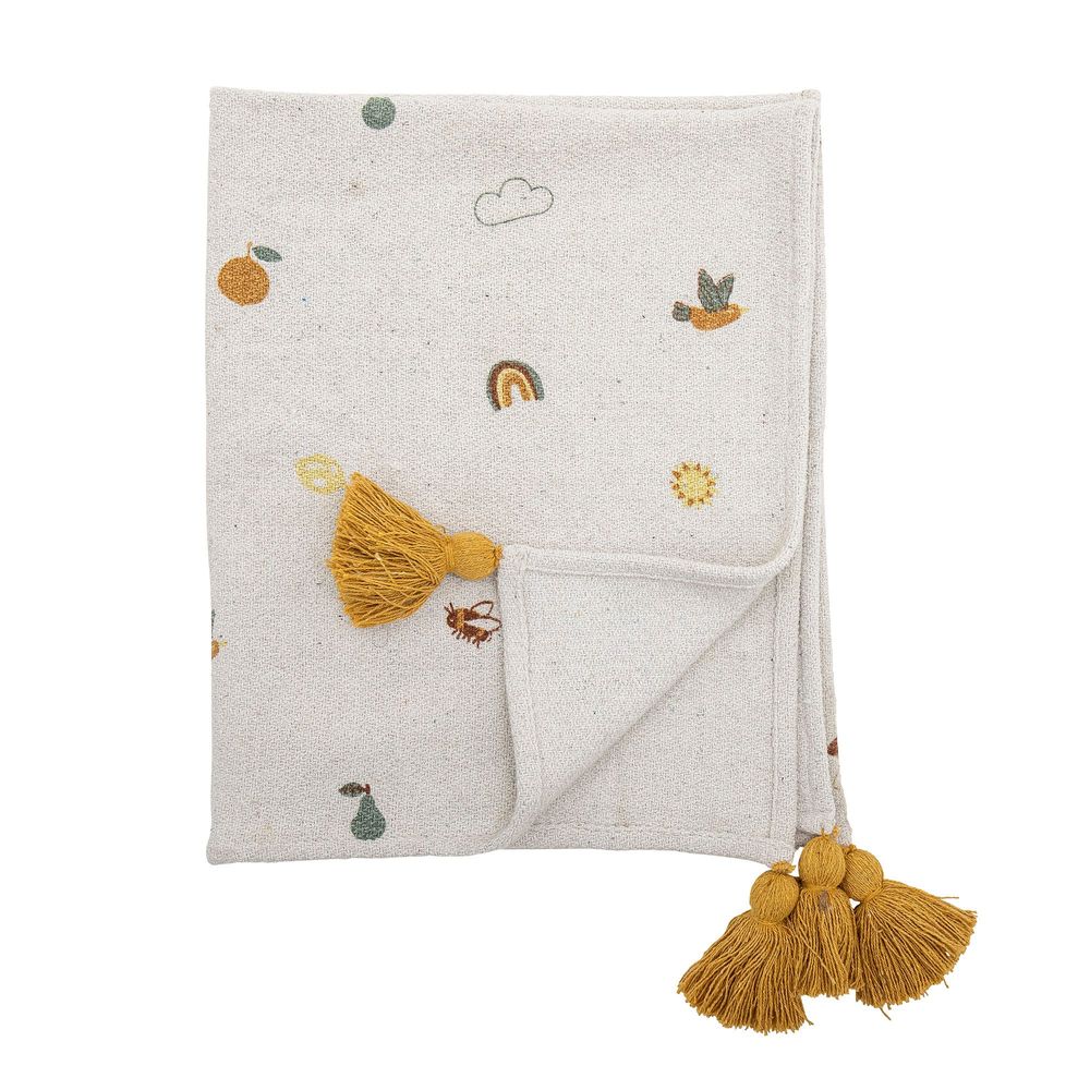 Throw blankets - Agnes Throw, Nature, Recycled Cotton - BLOOMINGVILLE MINI