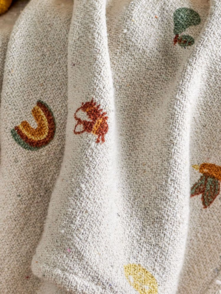 Throw blankets - Agnes Throw, Nature, Recycled Cotton - BLOOMINGVILLE MINI