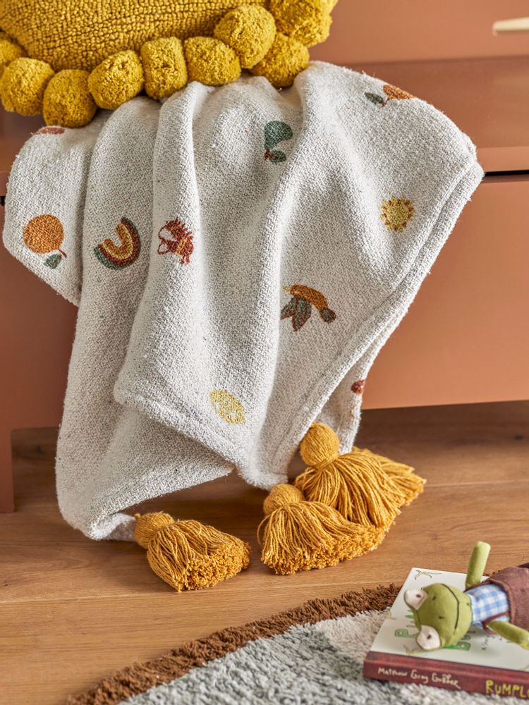 Throw blankets - Agnes Throw, Nature, Recycled Cotton - BLOOMINGVILLE MINI