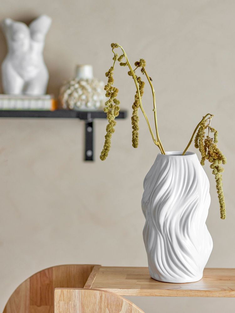 Vases - Sanak Vase, White, Ceramic - BLOOMINGVILLE MULTIBRAND HOUSE