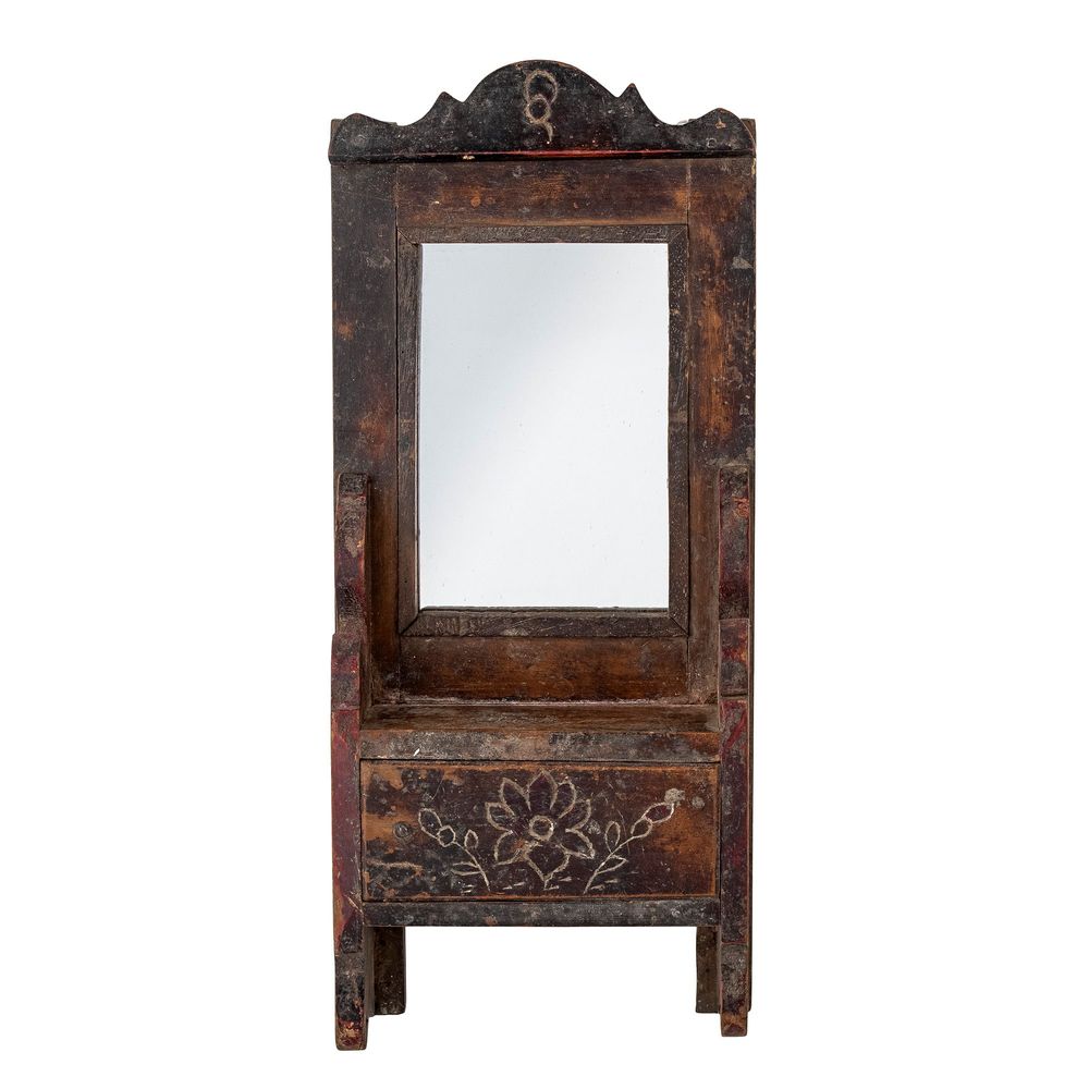 Miroirs - Sehar Miroir avec étagère, Marron, Bois de récupération - CREATIVE COLLECTION
