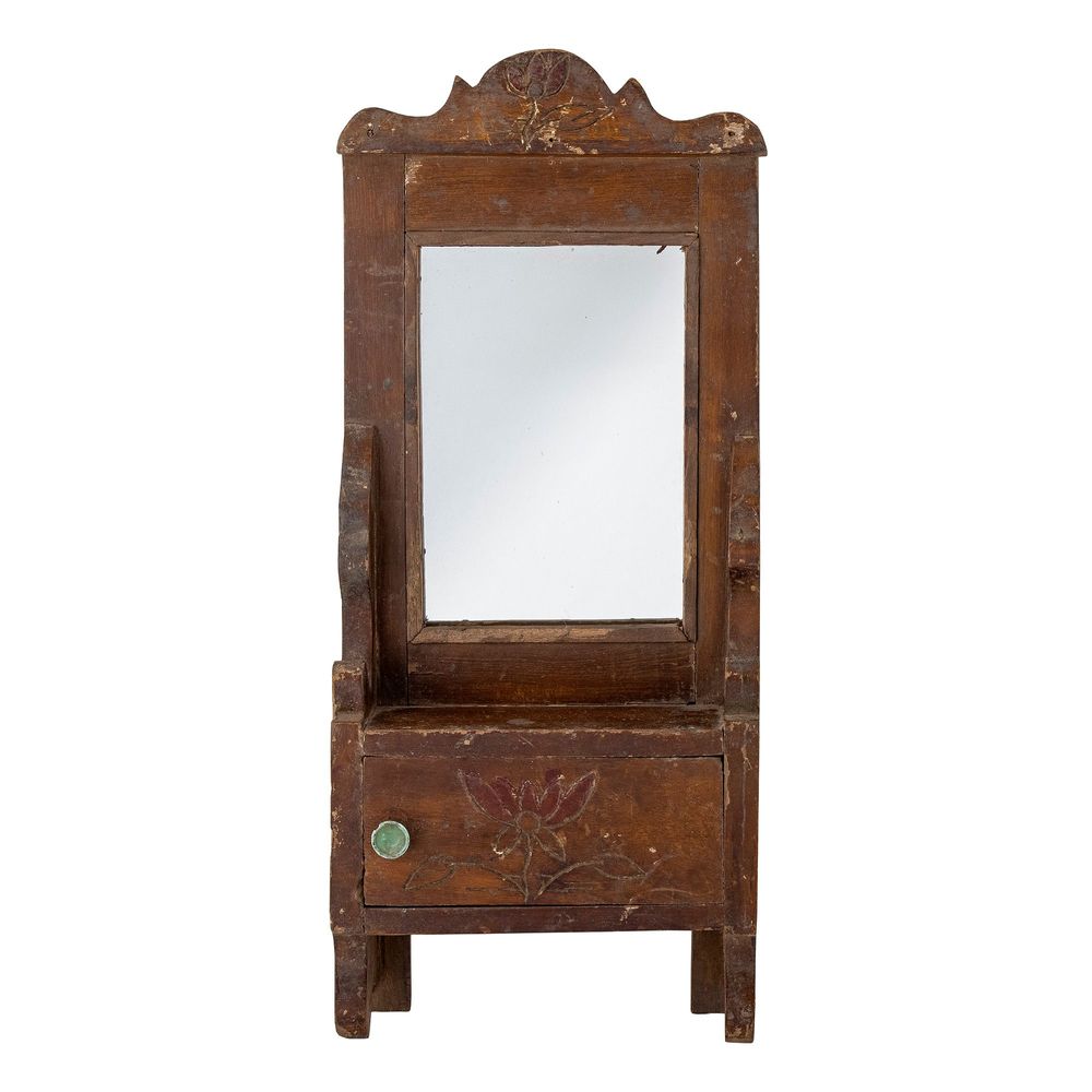 Miroirs - Sehar Miroir avec étagère, Marron, Bois de récupération - CREATIVE COLLECTION
