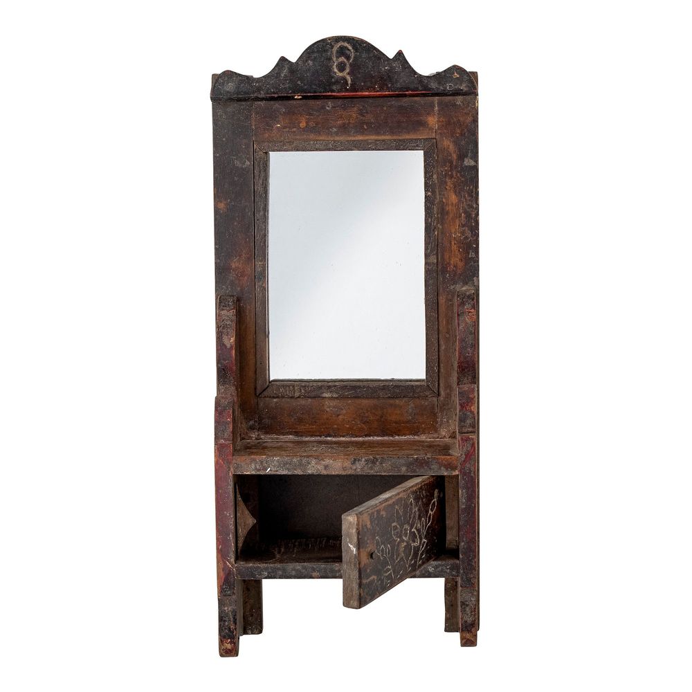 Miroirs - Sehar Miroir avec étagère, Marron, Bois de récupération - CREATIVE COLLECTION