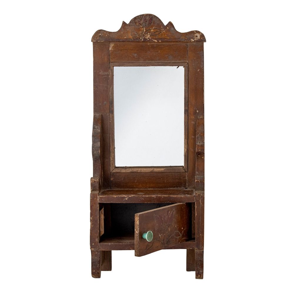 Miroirs - Sehar Miroir avec étagère, Marron, Bois de récupération - CREATIVE COLLECTION