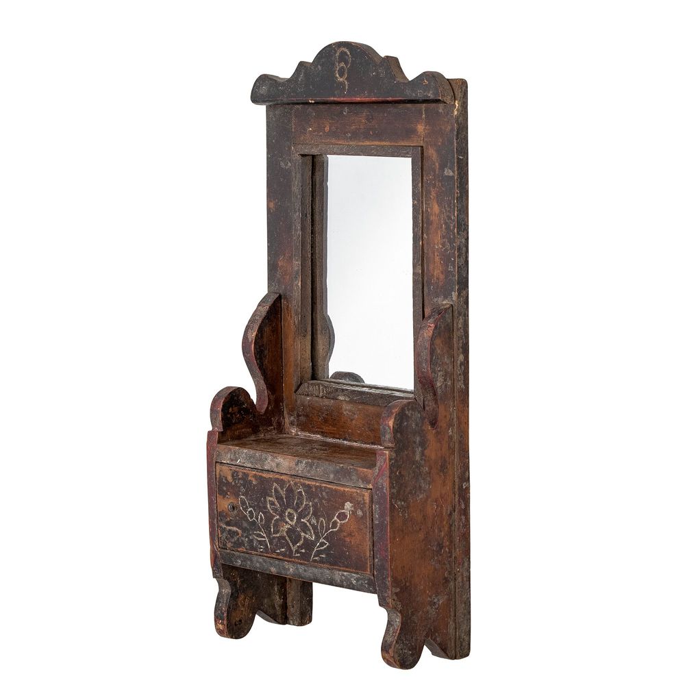 Miroirs - Sehar Miroir avec étagère, Marron, Bois de récupération - CREATIVE COLLECTION