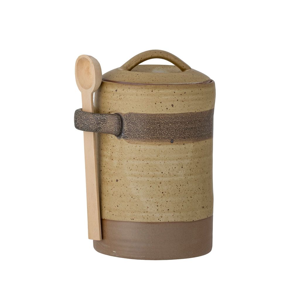 Boîtes de conservation - Solange Cruche avec couvercle et cuillère, Nature, Grès - BLOOMINGVILLE MULTIBRAND HOUSE
