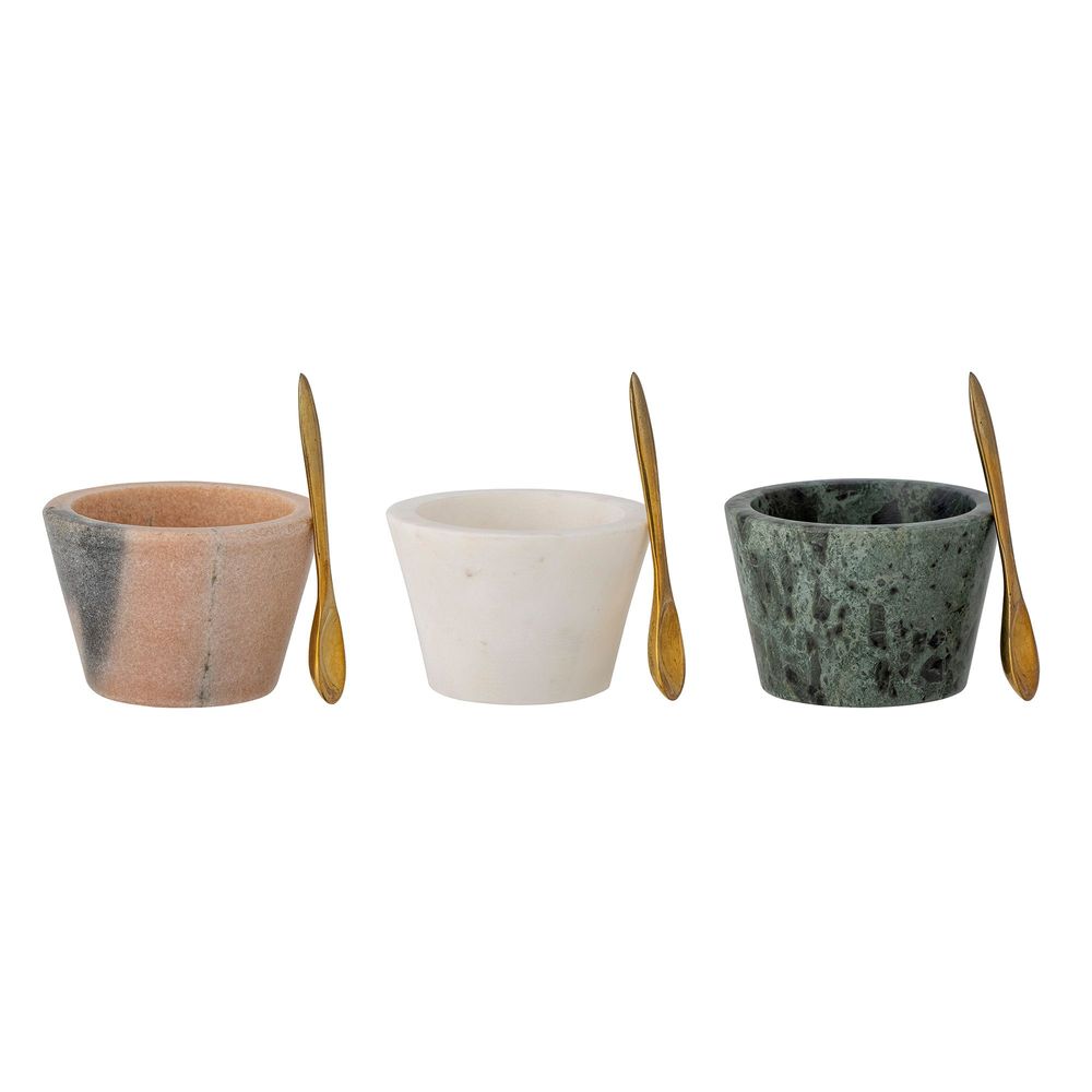 Couverts & ustensiles de cuisine - Rosamynthe Pot à sel avec cuillère, Rose, Marbre Set of 3 - CREATIVE COLLECTION