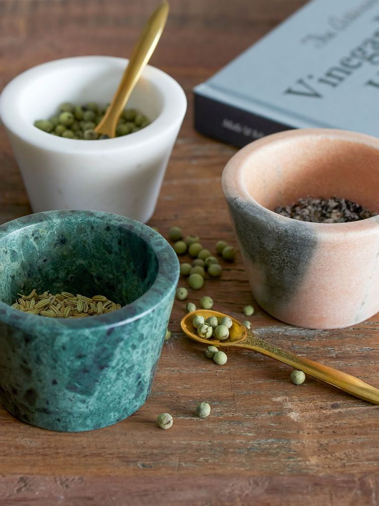 Couverts & ustensiles de cuisine - Rosamynthe Pot à sel avec cuillère, Rose, Marbre Set of 3 - CREATIVE COLLECTION