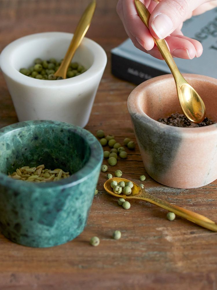 Couverts & ustensiles de cuisine - Rosamynthe Pot à sel avec cuillère, Rose, Marbre Set of 3 - CREATIVE COLLECTION