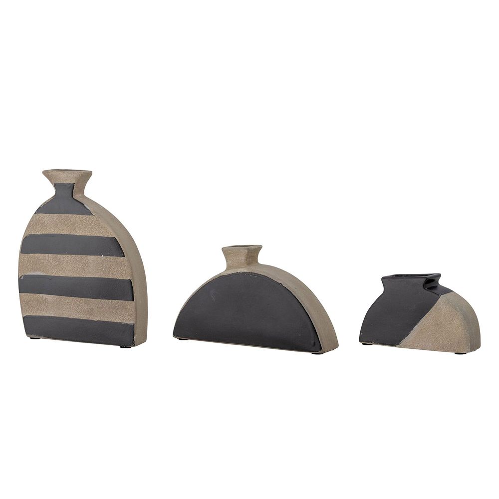 Vases - Nezha Deco Vase, Black, Terracotta Set of 3 - BLOOMINGVILLE MULTIBRAND HOUSE