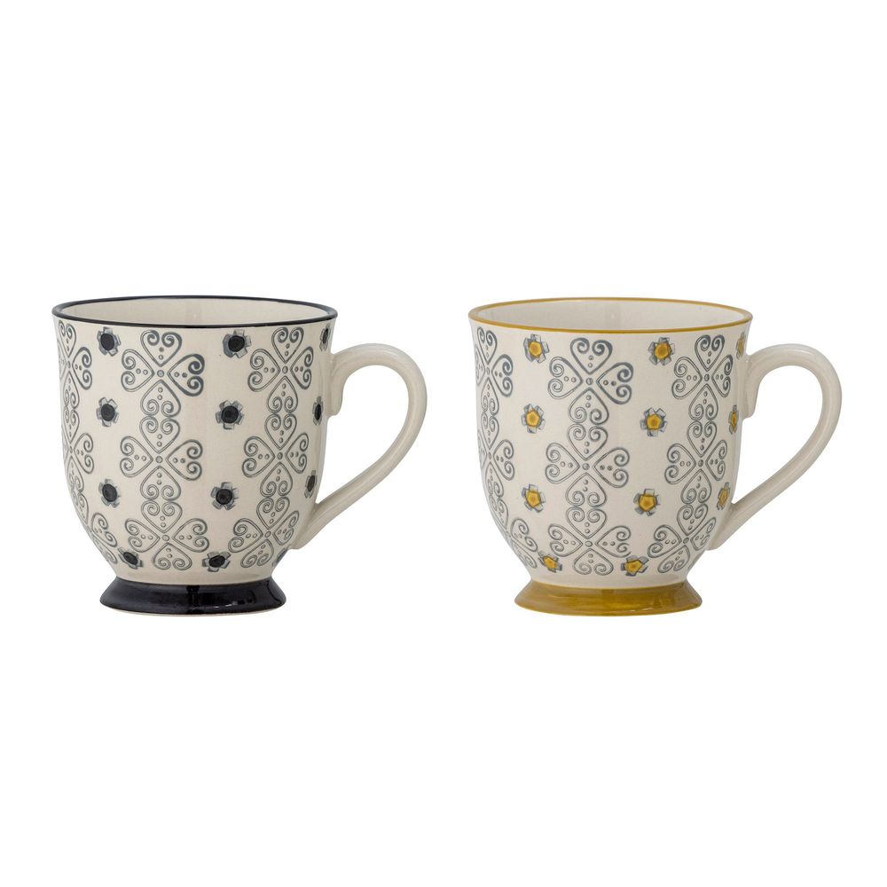 Tasses et mugs - Poppy Mug, Noir, Grès Set of 2 - CREATIVE COLLECTION