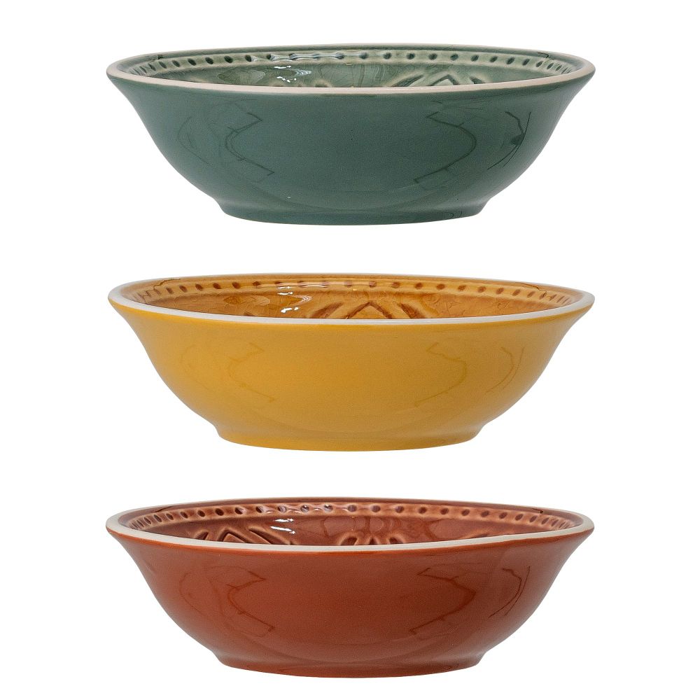 Bowls - Rani Bowl, Green, Stoneware Set of 3 - BLOOMINGVILLE MULTIBRAND HOUSE