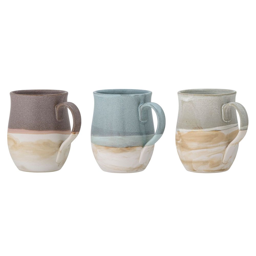 Mugs - Ash Mug, Blue, Stoneware Set of 3 - CREATIVE COLLECTION