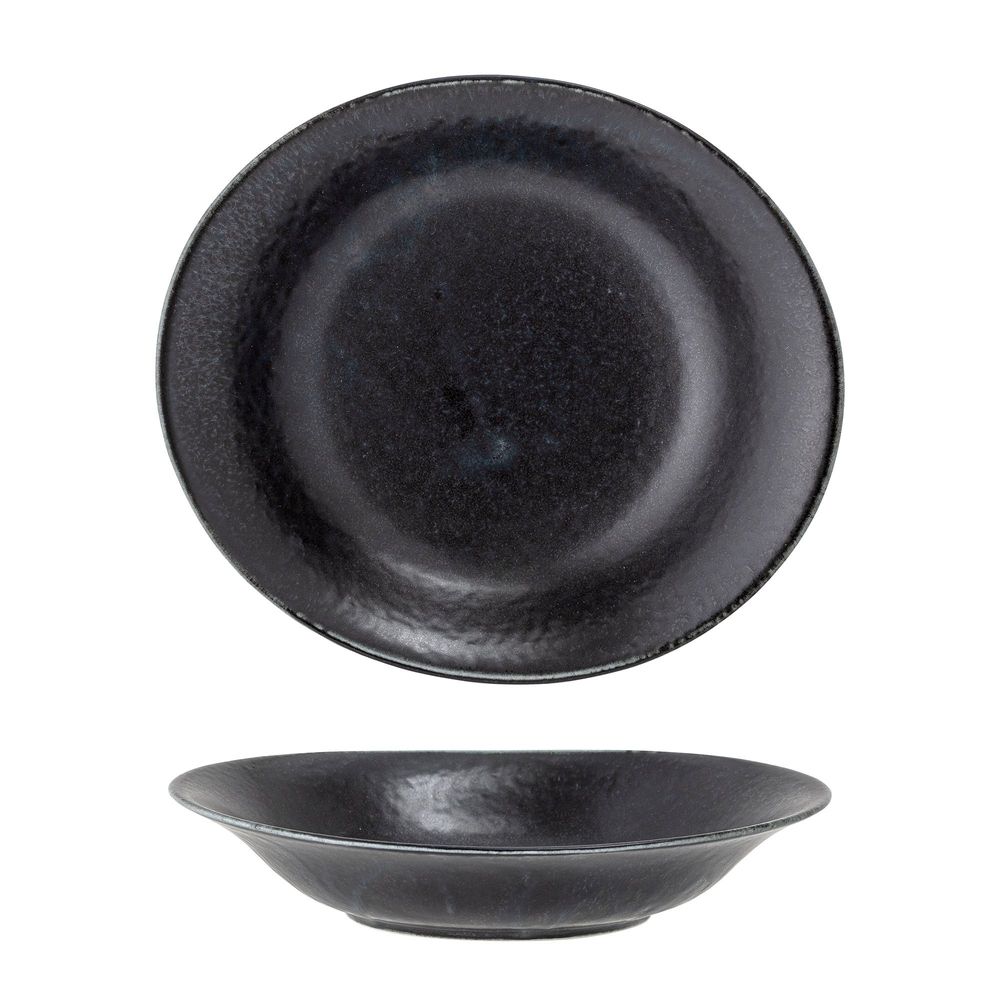 Everyday plates - Yoko Soup Plate, Black, Porcelain Set of 4 - BLOOMINGVILLE MULTIBRAND HOUSE