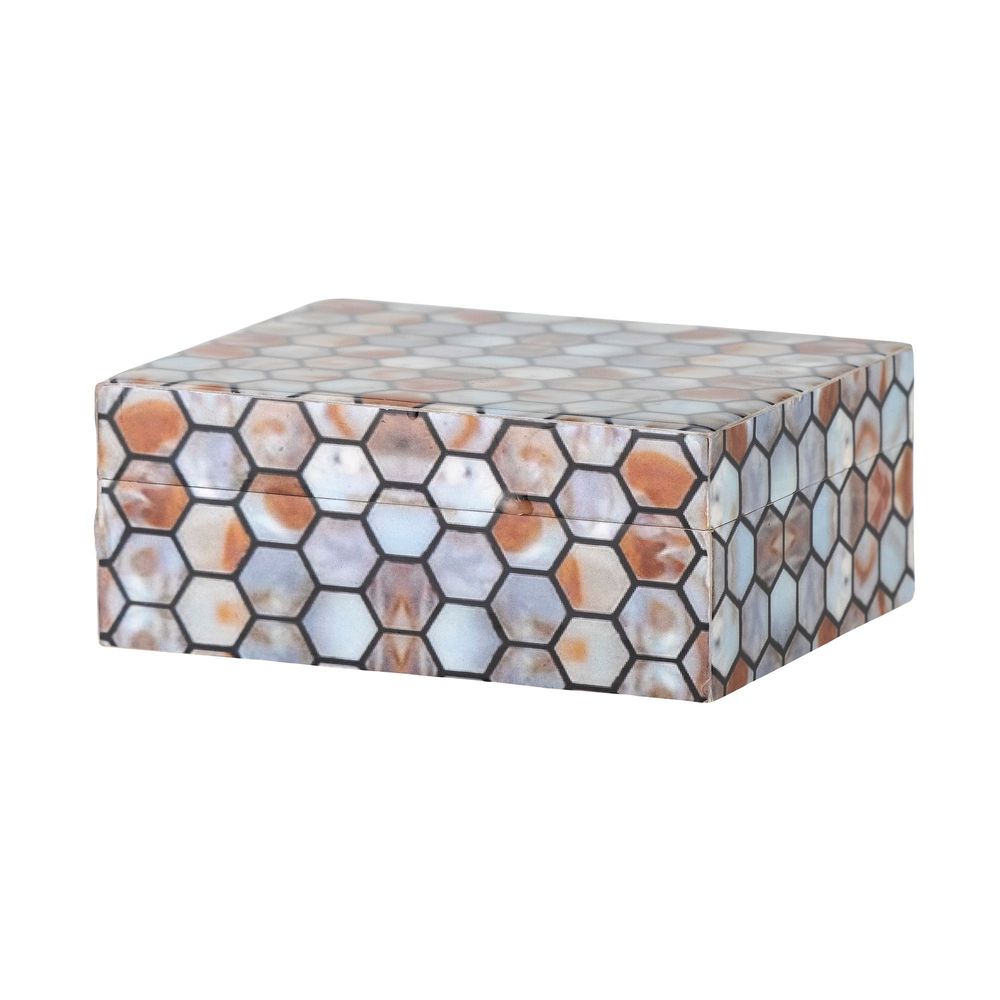 Boîtes de rangement - Domino Boîte avec couvercle, Marron, Résine - CREATIVE COLLECTION