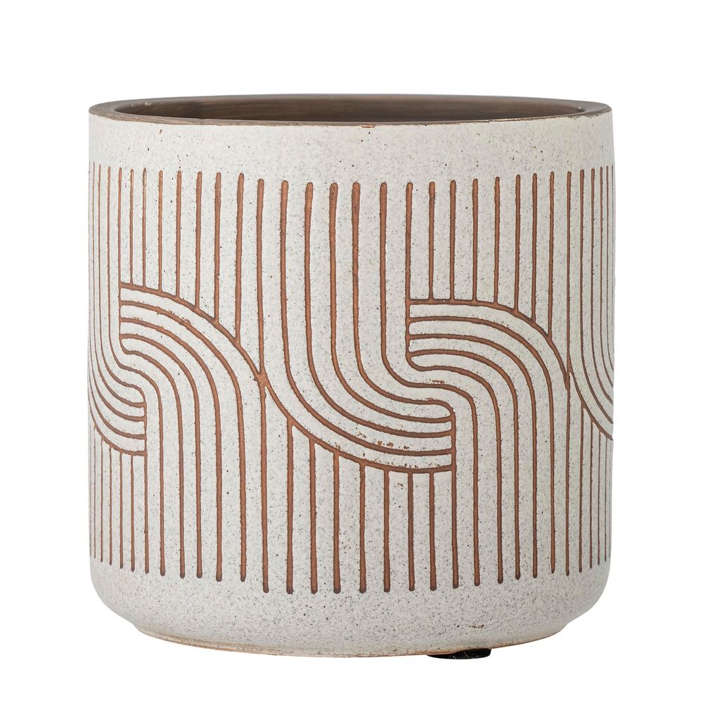 Flower pots - Cenzia Deco Flowerpot, White, Terracotta - BLOOMINGVILLE MULTIBRAND HOUSE