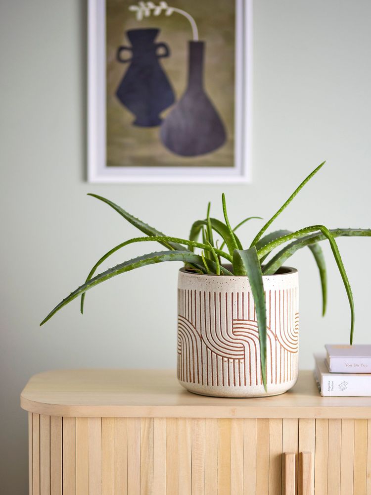 Flower pots - Cenzia Deco Flowerpot, White, Terracotta - BLOOMINGVILLE MULTIBRAND HOUSE