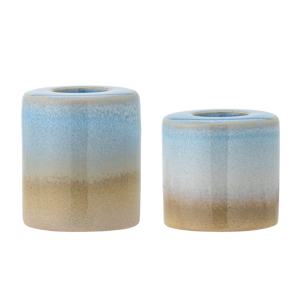 Candlesticks and candle holders - Safie Candle Holder, Blue, Stoneware Set of 2 - BLOOMINGVILLE MULTIBRAND HOUSE