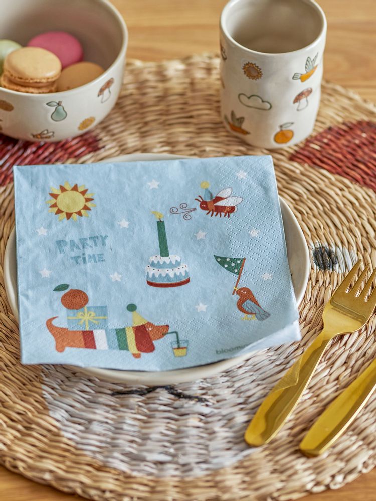 Napkins - Charlie Napkin, Blue, FSC® Mix, Papier Pack of 20 - BLOOMINGVILLE MINI
