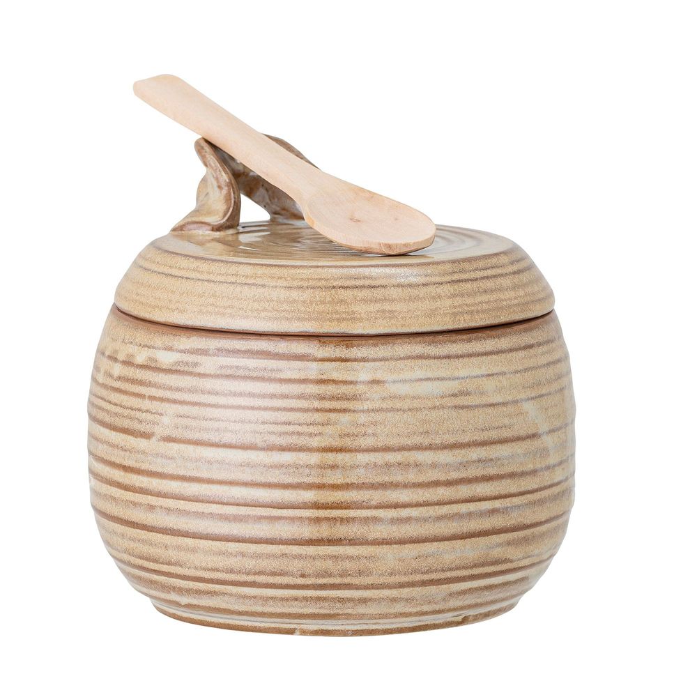 Food storage - Moss Jar w/Lid & Spoon, Nature, Stoneware Set - CREATIVE COLLECTION