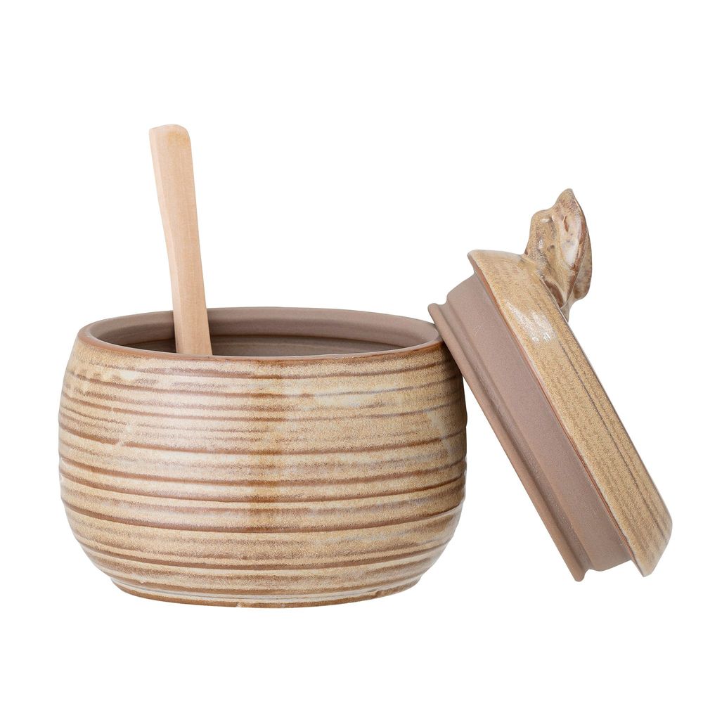 Food storage - Moss Jar w/Lid & Spoon, Nature, Stoneware Set - CREATIVE COLLECTION