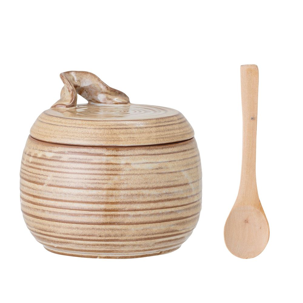Food storage - Moss Jar w/Lid & Spoon, Nature, Stoneware Set - CREATIVE COLLECTION