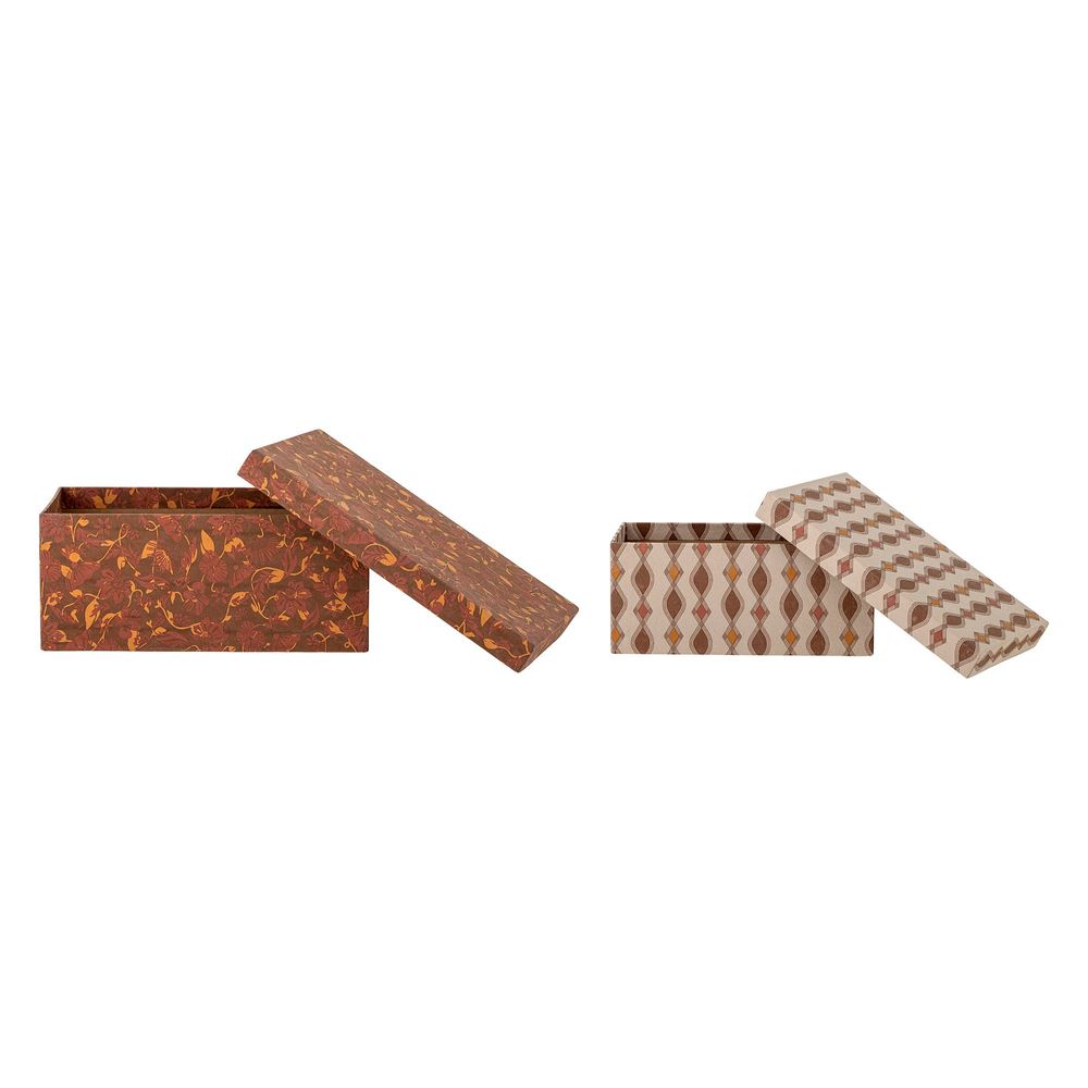 Boîtes de rangement - Saliha Boîte avec couvercle, Rouge, Papier Set of 2 - BLOOMINGVILLE MULTIBRAND HOUSE
