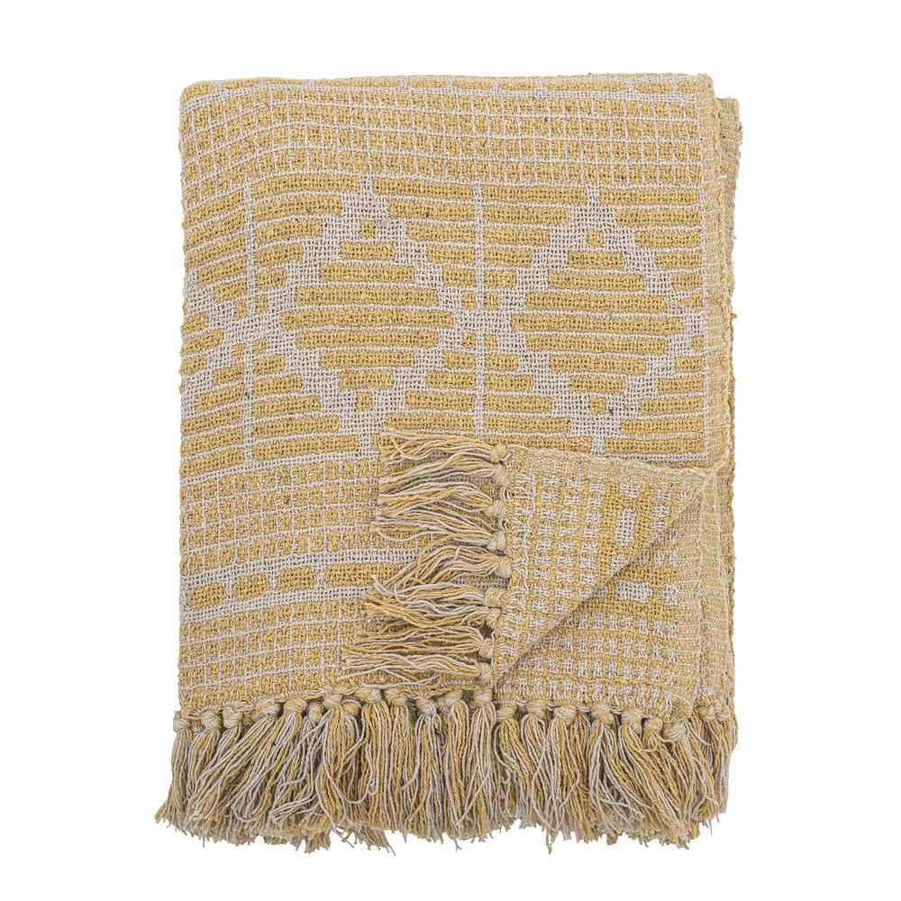 Plaids - Gutte Plaid, Jaune, Coton recyclé - BLOOMINGVILLE MULTIBRAND HOUSE