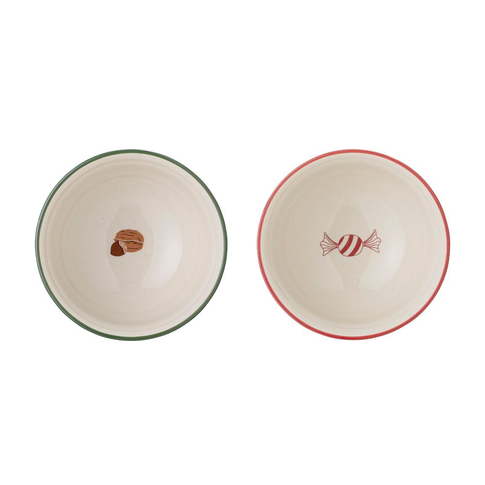 Bowls - Jolly Bowl, Red, Stoneware Set of 2 - BLOOMINGVILLE MULTIBRAND HOUSE