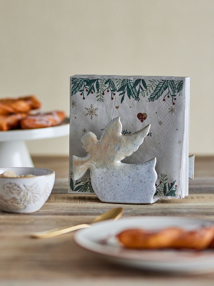 Napkins - Cherub Napkin Holder, Nature, Stoneware - BLOOMINGVILLE MULTIBRAND HOUSE