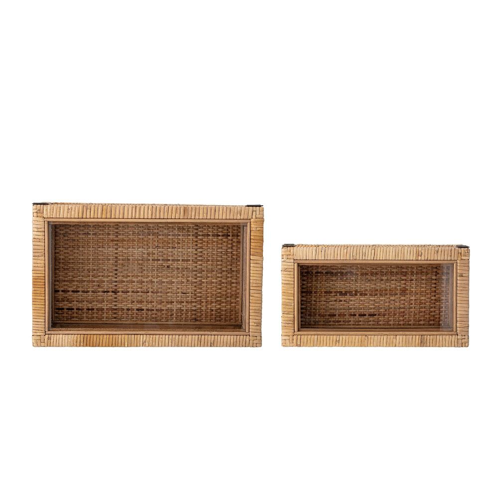 Storage boxes - Lally Box w/Lid, Nature, Rattan Set of 2 - BLOOMINGVILLE MULTIBRAND HOUSE