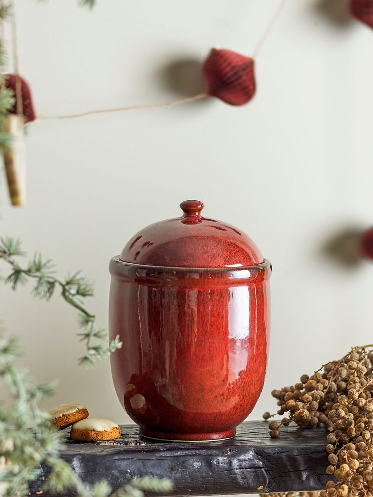 Boîtes de conservation - Jenifer Cruche avec couvercle , Rouge, Grès - BLOOMINGVILLE MULTIBRAND HOUSE