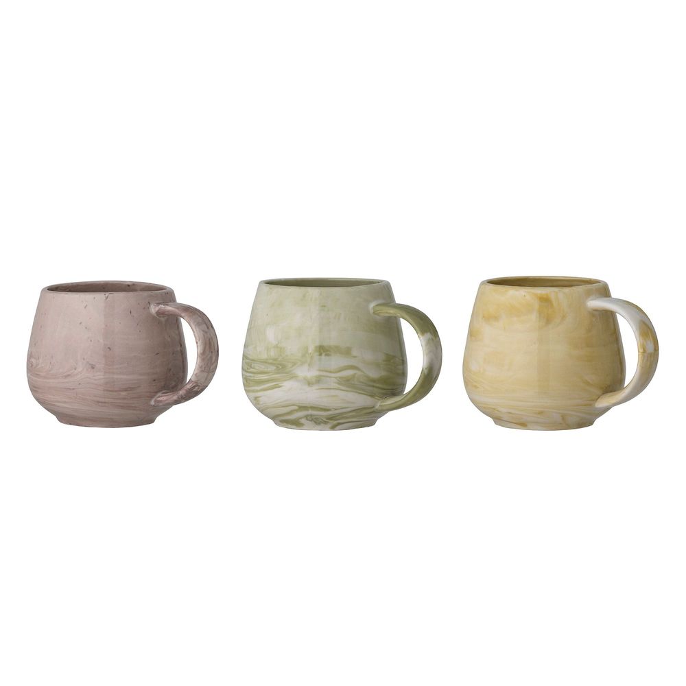 Mugs - Palma Mug, Green, Stoneware Set of 3 - BLOOMINGVILLE MULTIBRAND HOUSE
