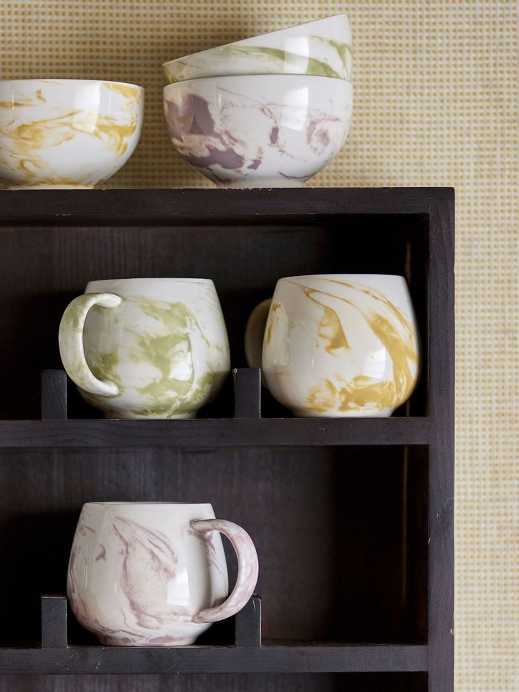 Mugs - Palma Mug, Green, Stoneware Set of 3 - BLOOMINGVILLE MULTIBRAND HOUSE