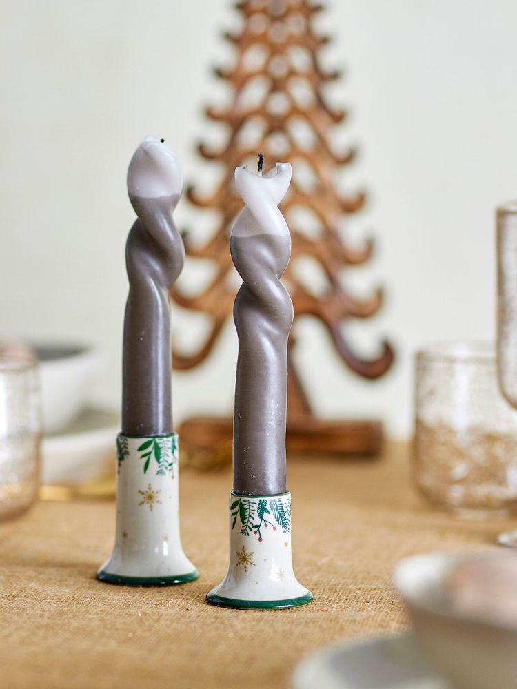 Bougeoirs et photophores - Grazia Bougeoir, Verte, Grès Set of 2 - BLOOMINGVILLE MULTIBRAND HOUSE