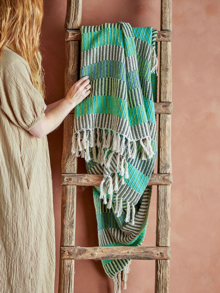Throw blankets - Isnel Throw, Blue, Recycled Cotton - CREATIVE COLLECTION
